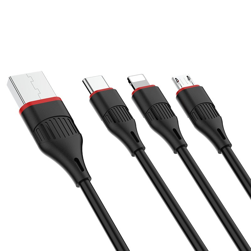 Câble de chargement 3 en 1 USB-A vers Lightning Micro USB USB-C (1 m) Câble de chargement 3 en 1 USB-A vers Lightning Micro USB USB-C (1 m)